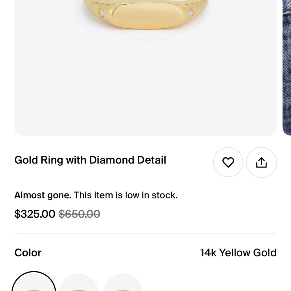 EF Collection YG Signet Ring Size 5